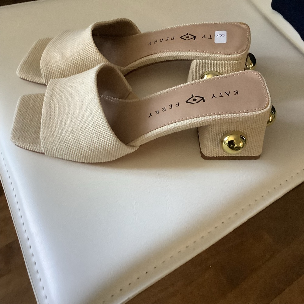 Katy Perry Collections Beige Sandals with Gold Accents last chance